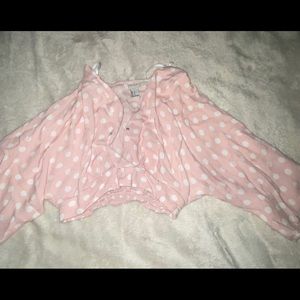 Used pink polka dot cropped blouse